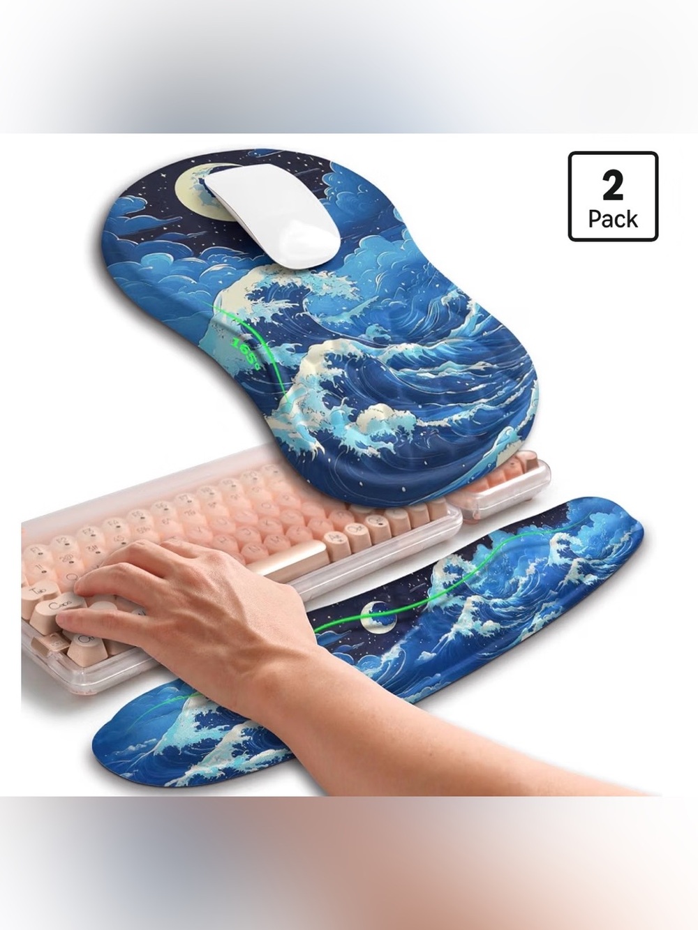 Hokafenle 2-Piece Ergonomic Memory Foam Keyboard Wrist Rest & Mouse Pad Set New